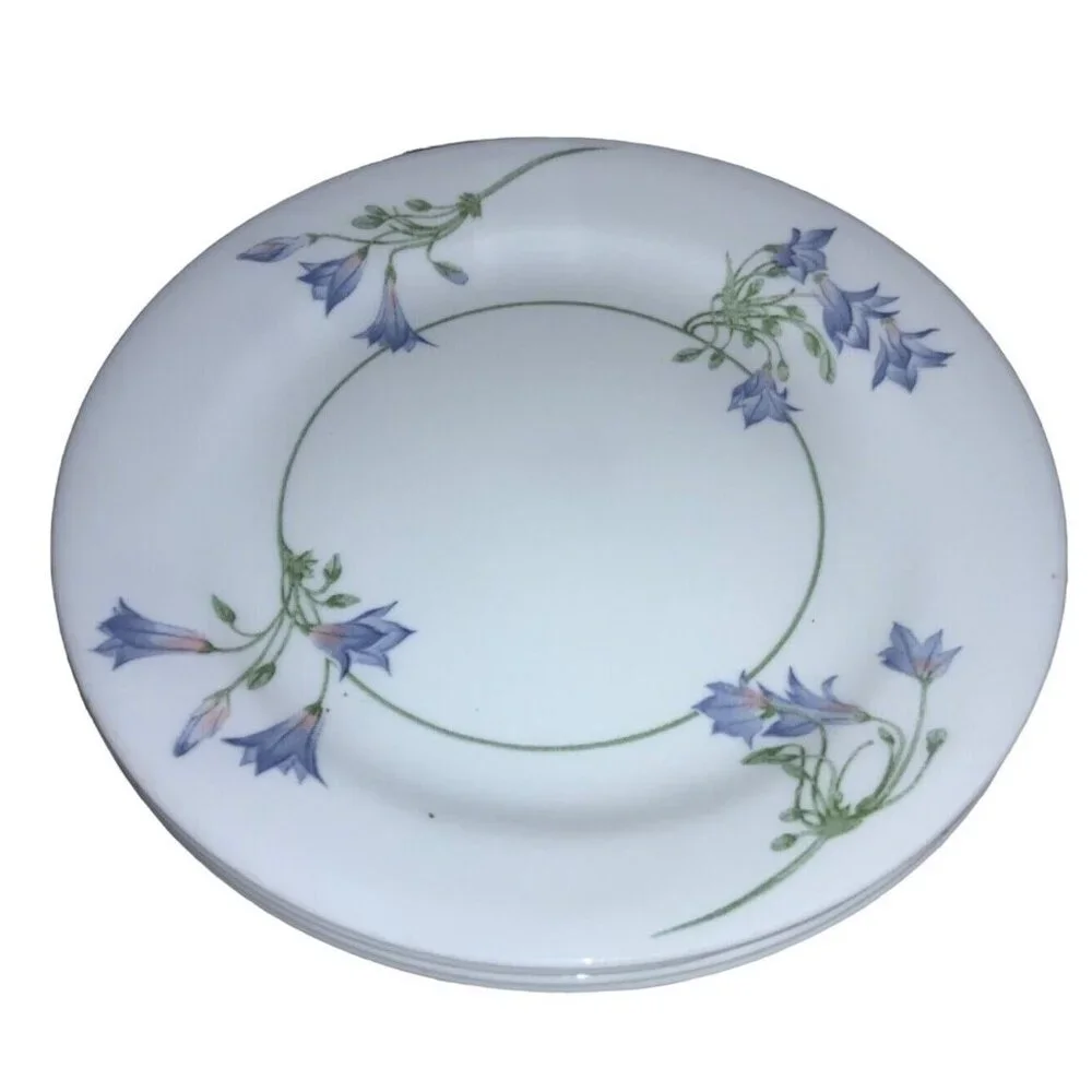 Corelle White Dinner Plate with Blue Floral Bellflower Design